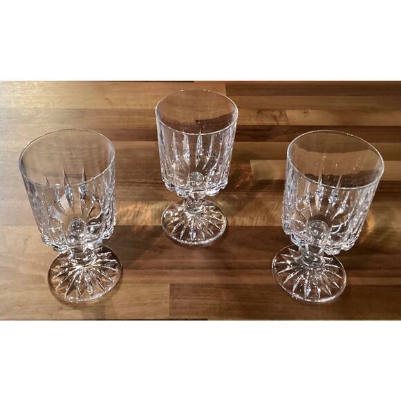 Vintage 6”Royal Crystal Rock RCR Zeus Wine Goblets Glasses Vertical Cut Set Of 3 - Picture 2 of 10